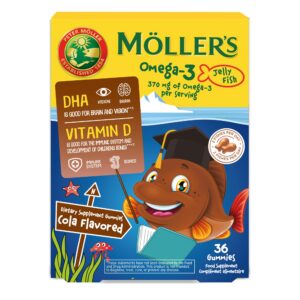 Gomitas Omega-3 de Möller’s frente al envase