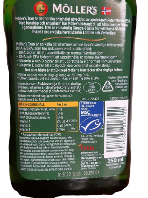 Version 1.0.0 Frasco de 250 ml de aceite de hígado de bacalao