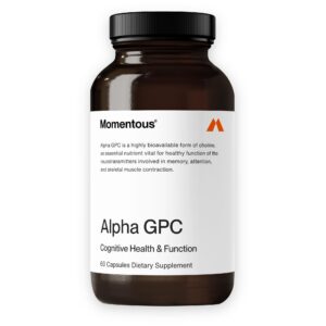 Etiqueta frontal Momentous Alpha GPC suplemento