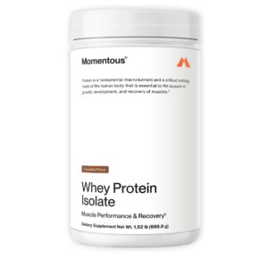 Envase Momentous proteina suero chocolate frontal