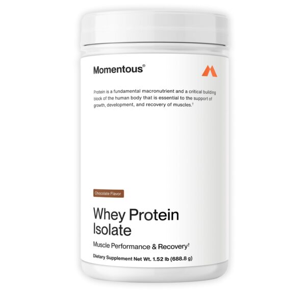 Envase Momentous proteina suero chocolate frontal