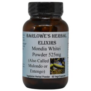 Version 1.0.0 Mondia Whitei polvo herbal en frasco de vidrio