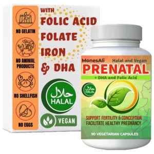 MonesAli vitaminas prenatales halal veganas 90 cápsulas