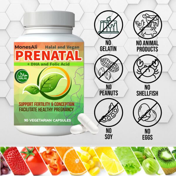 MonesAli vitaminas prenatales vegetales halal naranja sabor