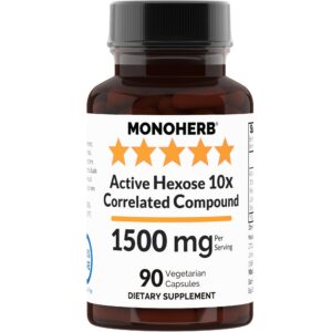 MONOHERB Active Hexose 10x suplemento frasco y cápsulas frontales