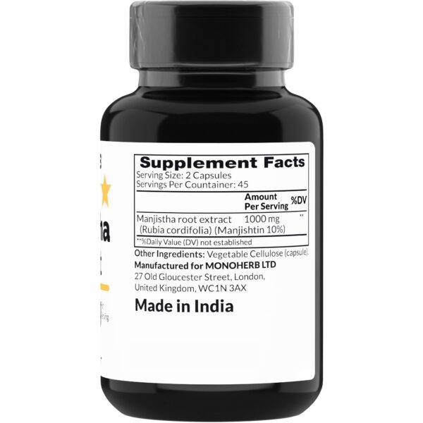 Manjistha 1000 mg etiqueta MONOHERB