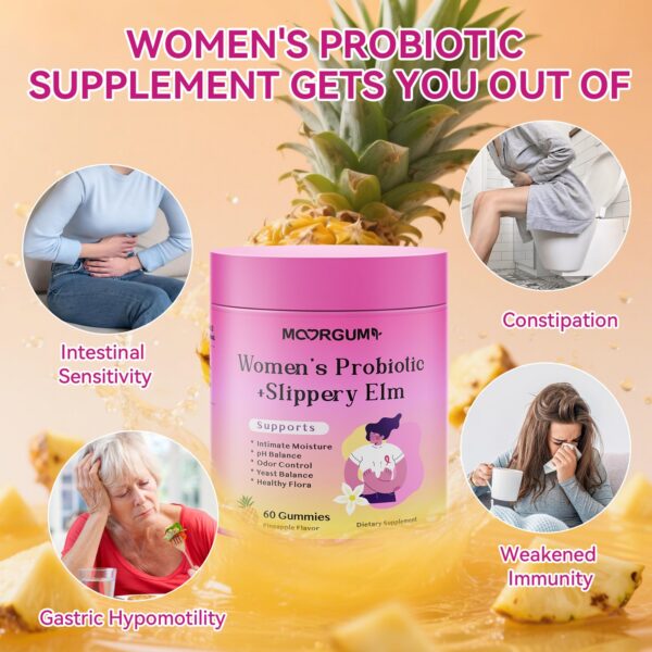 Etiqueta frontal producto MOORGUMY gomitas para salud íntima