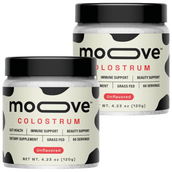 MOOVE calostro bovino en polvo frente al empaque