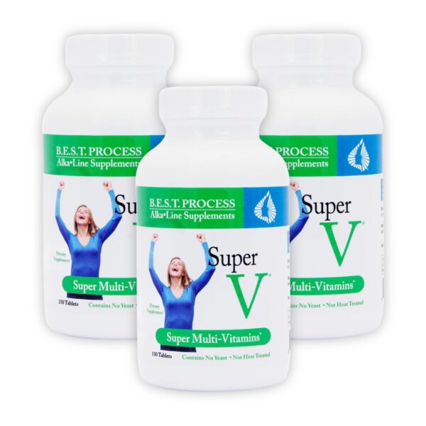 Version 1.0.0 Morter HealthSystem SuperV multivitamínico botella paquete de 3