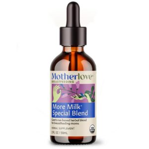 Version 1.0.0 Motherlove More Milk mezcla especial para lactancia 2 onzas botella frontal