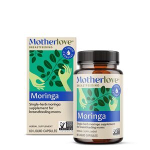 Frasco de cápsulas líquidas Motherlove Moringa para lactancia