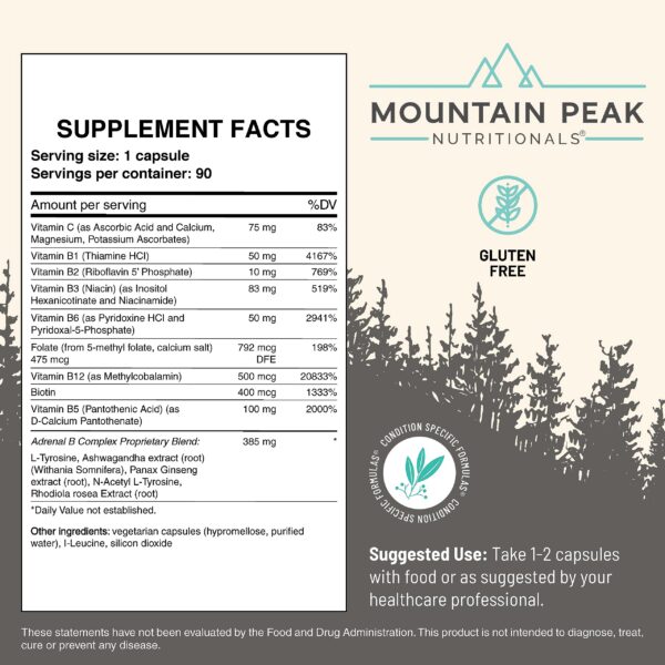 Mountain Peak suplemento B adrenal fórmula potente y segura
