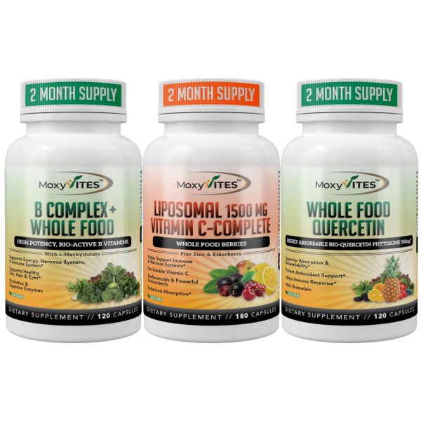 Frente del envase MoxyVites B-Complex Liposomal C Quercetina