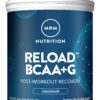 Frasco de MRM BCAA+G RELOAD con etiqueta lemon