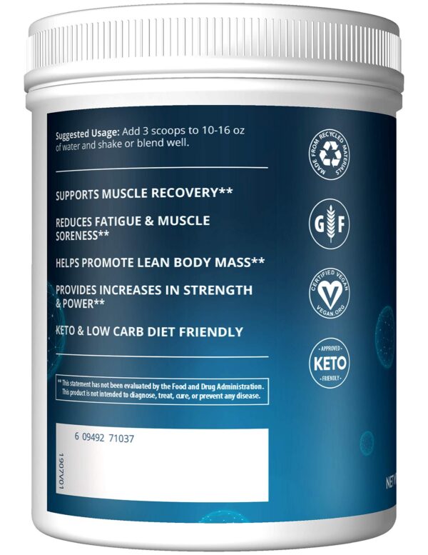 Etiqueta lateral del envase de suplemento