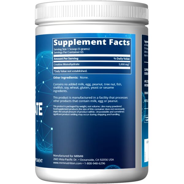 Etiqueta del producto MRM Creatine Monohydrate Powder (Micronized)