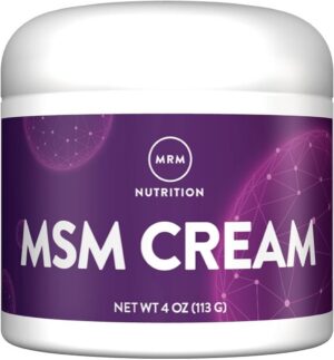 MRM crema MSM con vitamina A y D, envase blanco 4 onzas