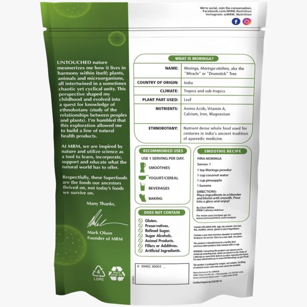 MRM Moringa polvo frasco detalle