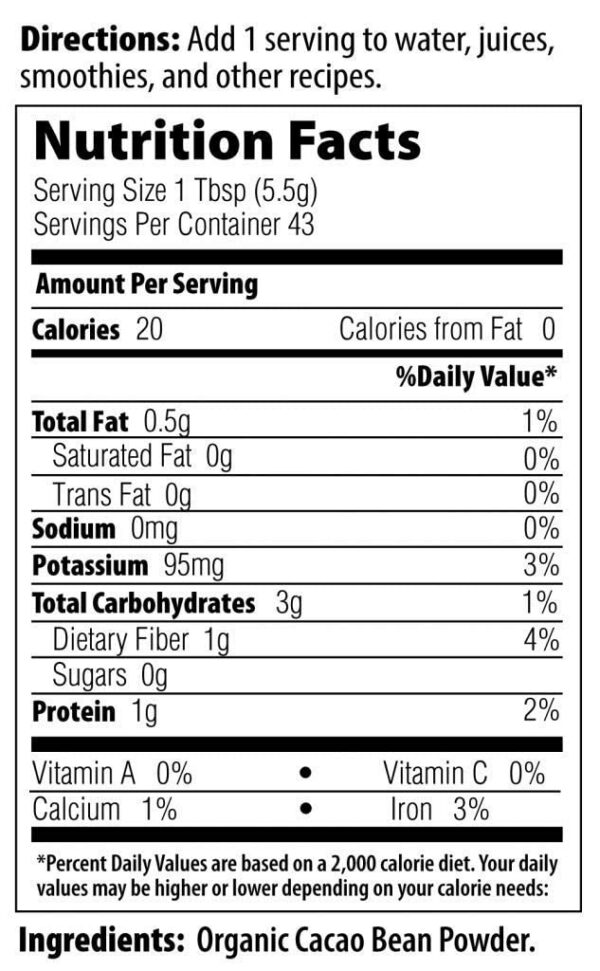 Version 1.0.0 Envase de cacao fermentado 8.5 onzas