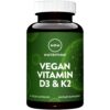Etiqueta de Vitamina D3 y K2 vegana
