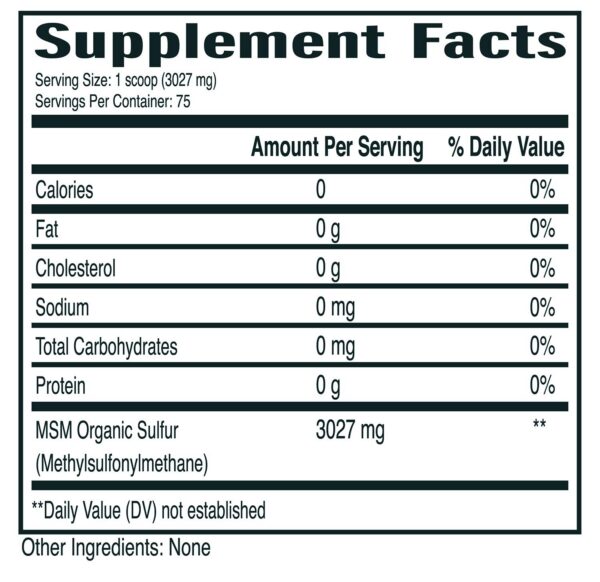 Detalles de ingredientes MSM cristalinos