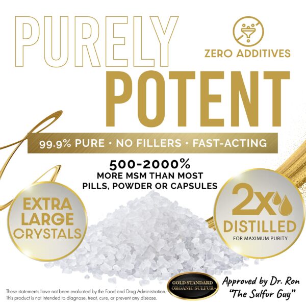 Etiqueta de MSM orgánico y pureza