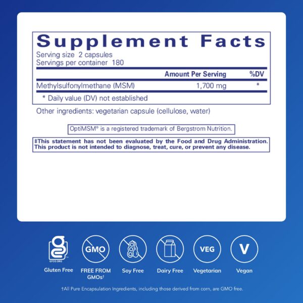 Etiqueta del producto MSM Pure Encapsulations