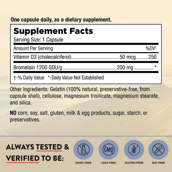 Etiqueta frontal Mt. Angel Vitamins Good Vitamin D 2000 UI