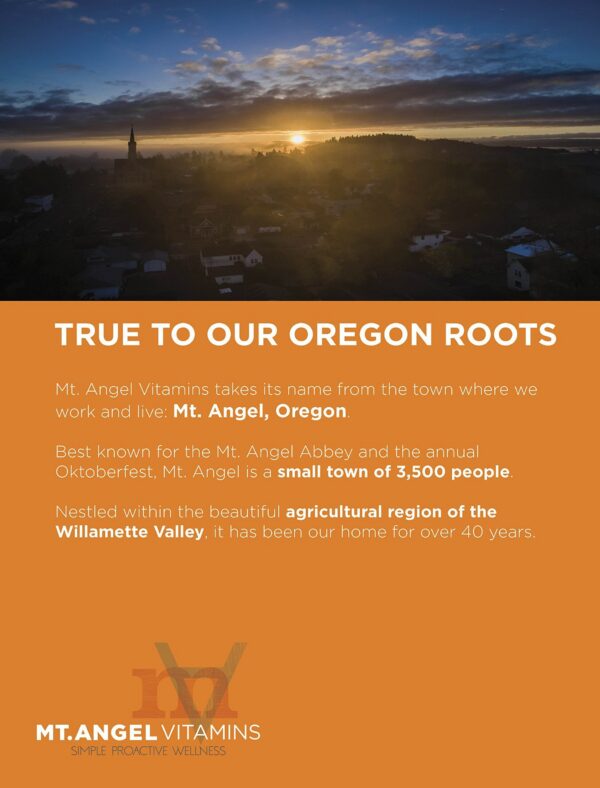 Vistas de envase y cápsulas Mt. Angel