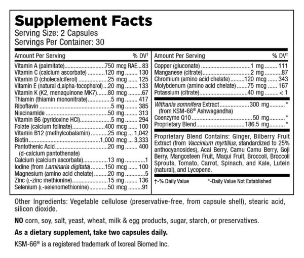 Mt. Angel Vitamins etiqueta de producto