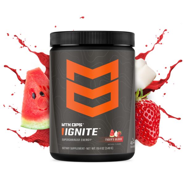 MTN OPS Ignite sabor Tiger's Blood envase frontal