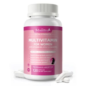 Version 1.0.0 Frente del frasco Mulittea multivitamínico para mujeres