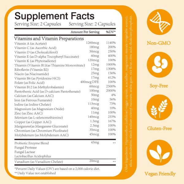 Version 1.0.0 Frasco de 120 cápsulas de multivitamínico genérico