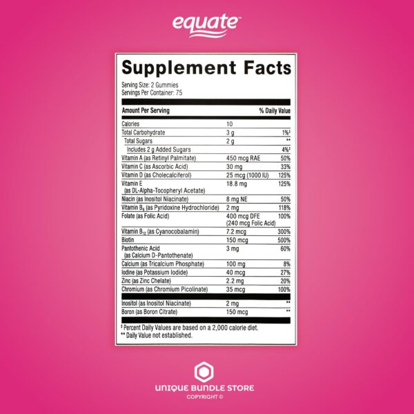 Multivitaminas Equate mezcla de bayas y fresa para mujer