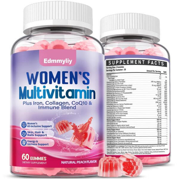 Frasco de multivitaminas gummies para mujeres Edmmyliy