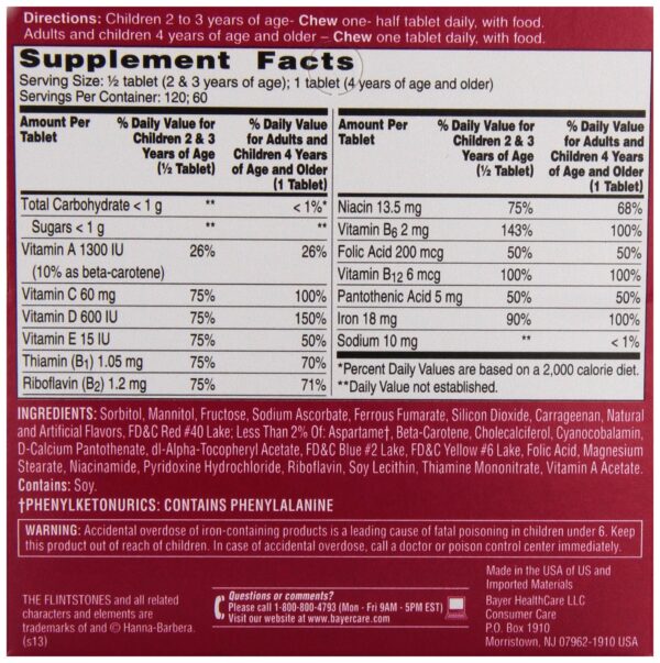 Multivitaminas infantiles Flintstones sabor frutas 60 ct