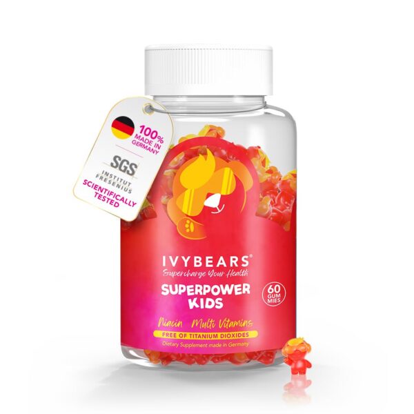 Multivitaminas IvyBears Superpower Kids sabor frutos rojos 60 unidades