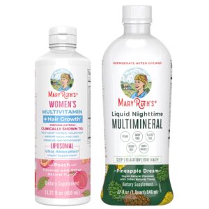 Multivitaminas mujer crecimiento capilar liposomal durazno botella MaryRuth Organics