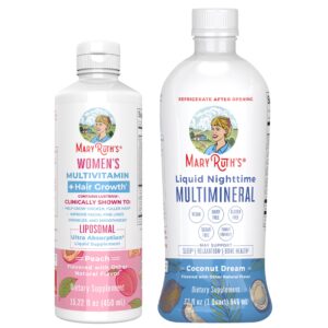 Multivitaminas mujer crecimiento capilar liposomal durazno botella MaryRuth Organics