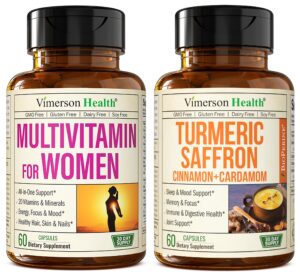 Multivitaminas mujer con cúrcuma azafrán y cardamomo suplemento salud