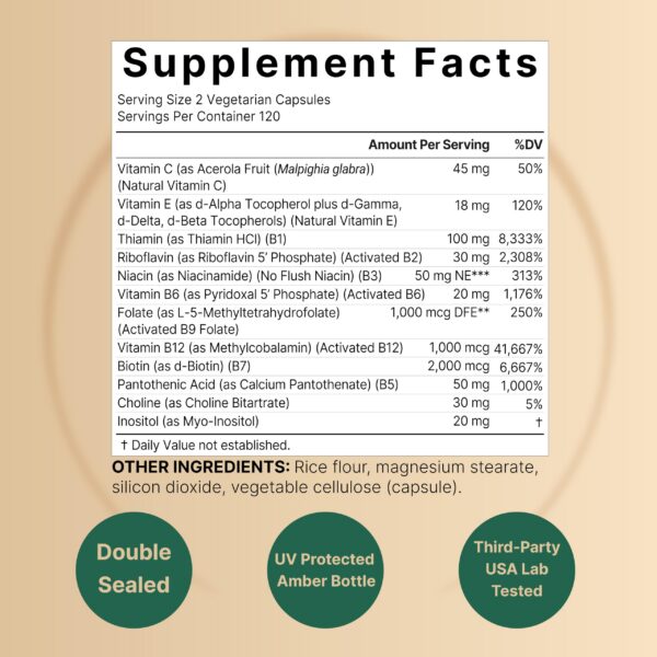 Multivitaminas NatureBell B12 Biotina y Folato metilado