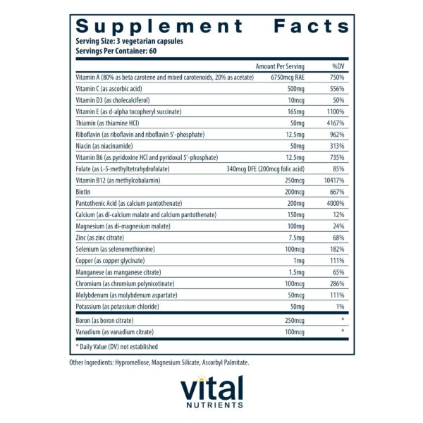 Multivitaminas Vital Nutrients con antioxidantes