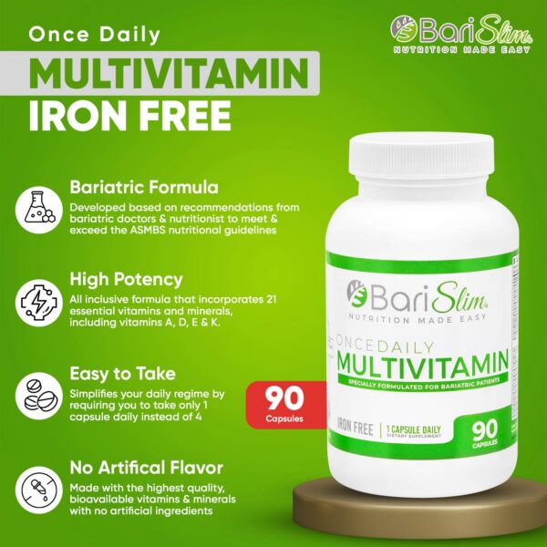 Multivitaminico BariSlim sin hierro para salud post bariatrica