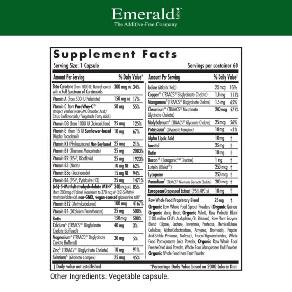Multivitamínico completo EMERALD LABS para hombres y mujeres