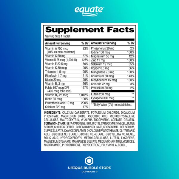 Multivitamínico Equate sin gluten y sin hierro