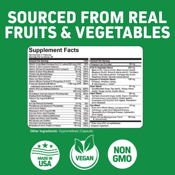 Multivitamínico herbtonics con frutas y verduras reales para adultos