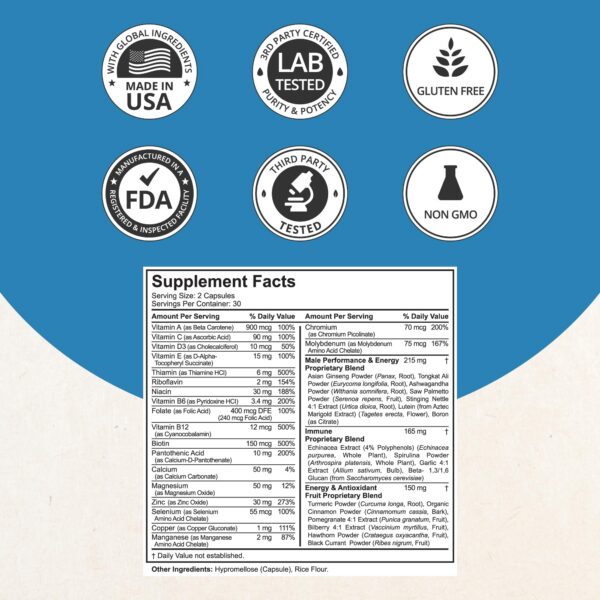 Multivitamínico para hombres con más de 20 vitaminas y minerales
