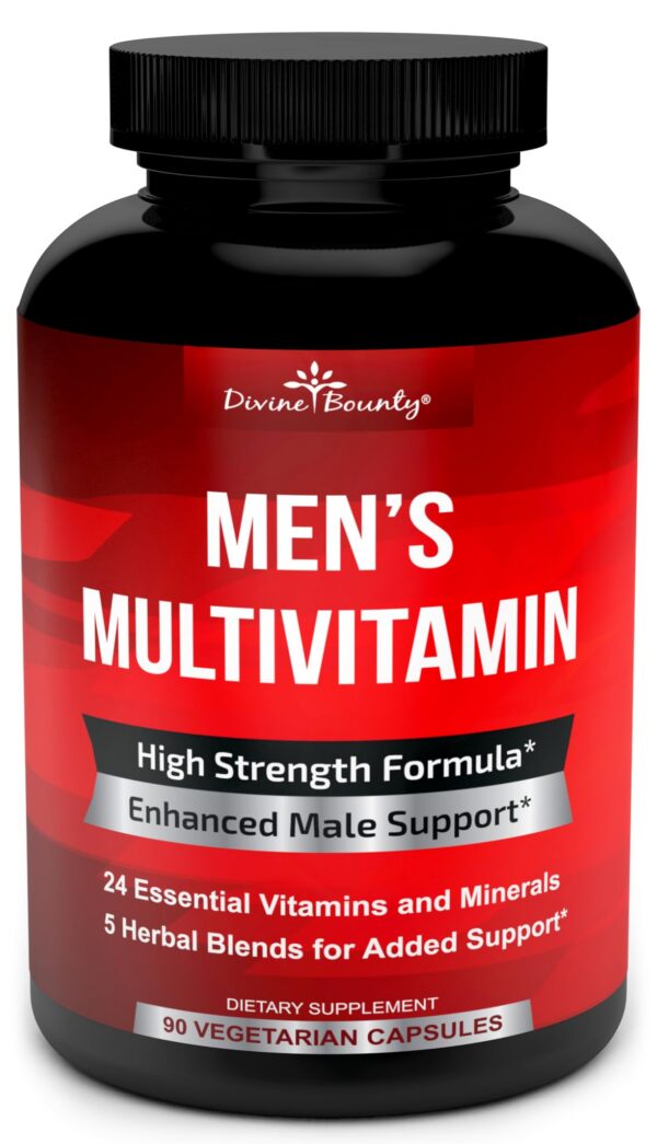 Multivitamínico para hombres Divine Bounty en botella ámbar