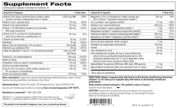 Multivitamínico Klaire Labs MultiThera 1 Plus K mostrando cápsulas
