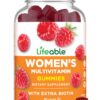Version 1.0.0 Multivitamínico Lifeable para mujeres gomitas sabor frambuesa envase